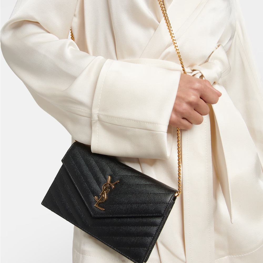 Yves Saint Laurent Black Crossbody Bag with Gold Chain